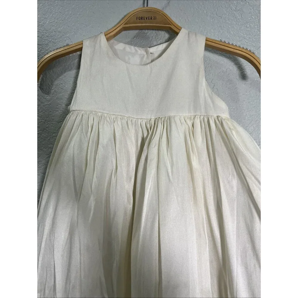 Flower Girl Dress Sz 12-24 mo Baptism Christening Ivory Sequin Tulle Embroidered